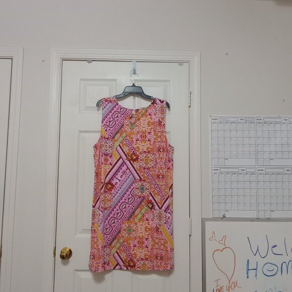 Boho Chic NWT Tacera 2X Sleeveless Shift Dress Pink Medallion Print Festival Sty - Picture 4 of 11